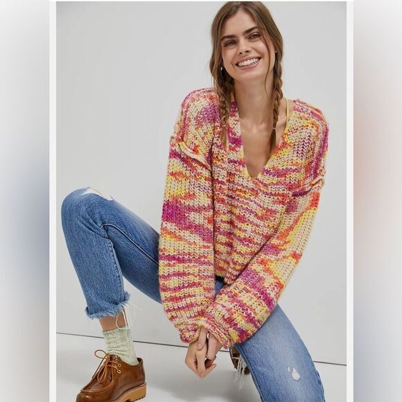 Anthropologie Flat Line Striped Savannah V-Neck Sweater size XS - Picture 6 of 11